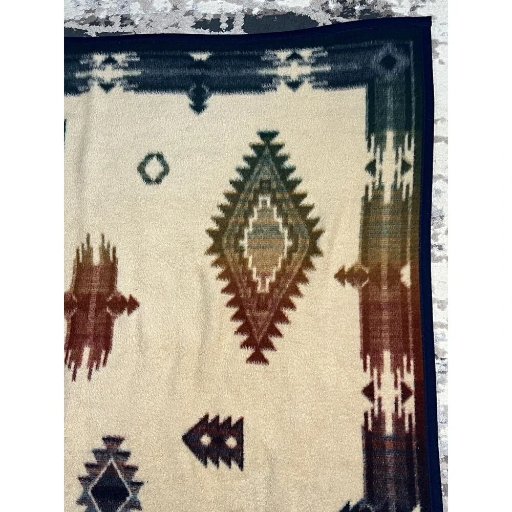 Vintage Beiderlack Blanket Aztec Colorful Reversible Southwest 76x54 Desert